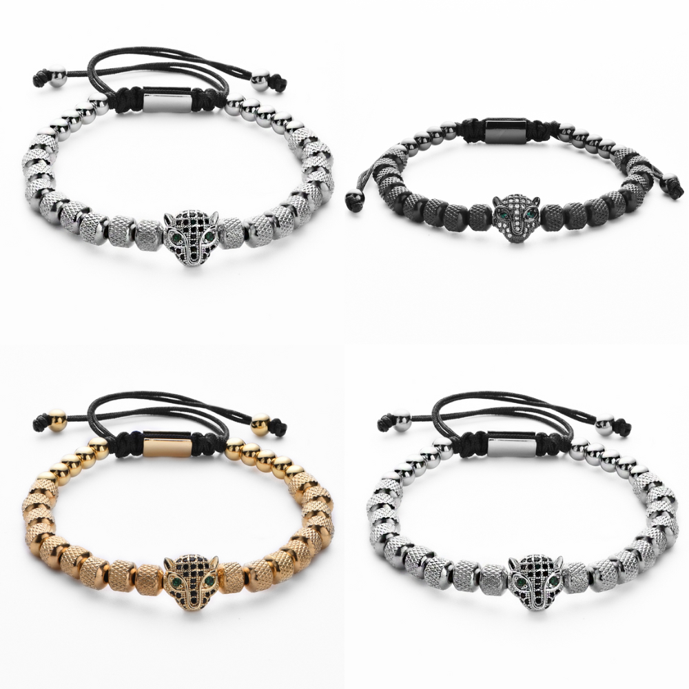 Kit 3 Bracelets LUXURY PANTHER - Acier Inoxydable Plaqué Or et Argent Sertis de Cristaux de Zirconium