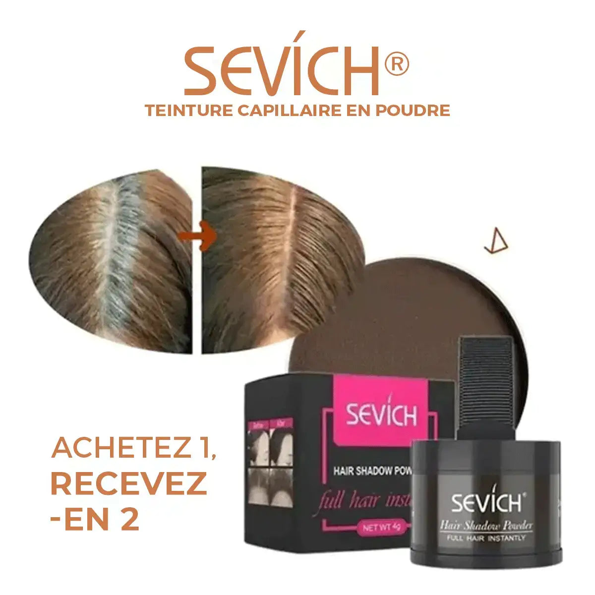 Teinture Capillaire en Poudre Sevích® - Couvre Tous les Cheveux Blancs (Achetez 1, Recevez-en 2)