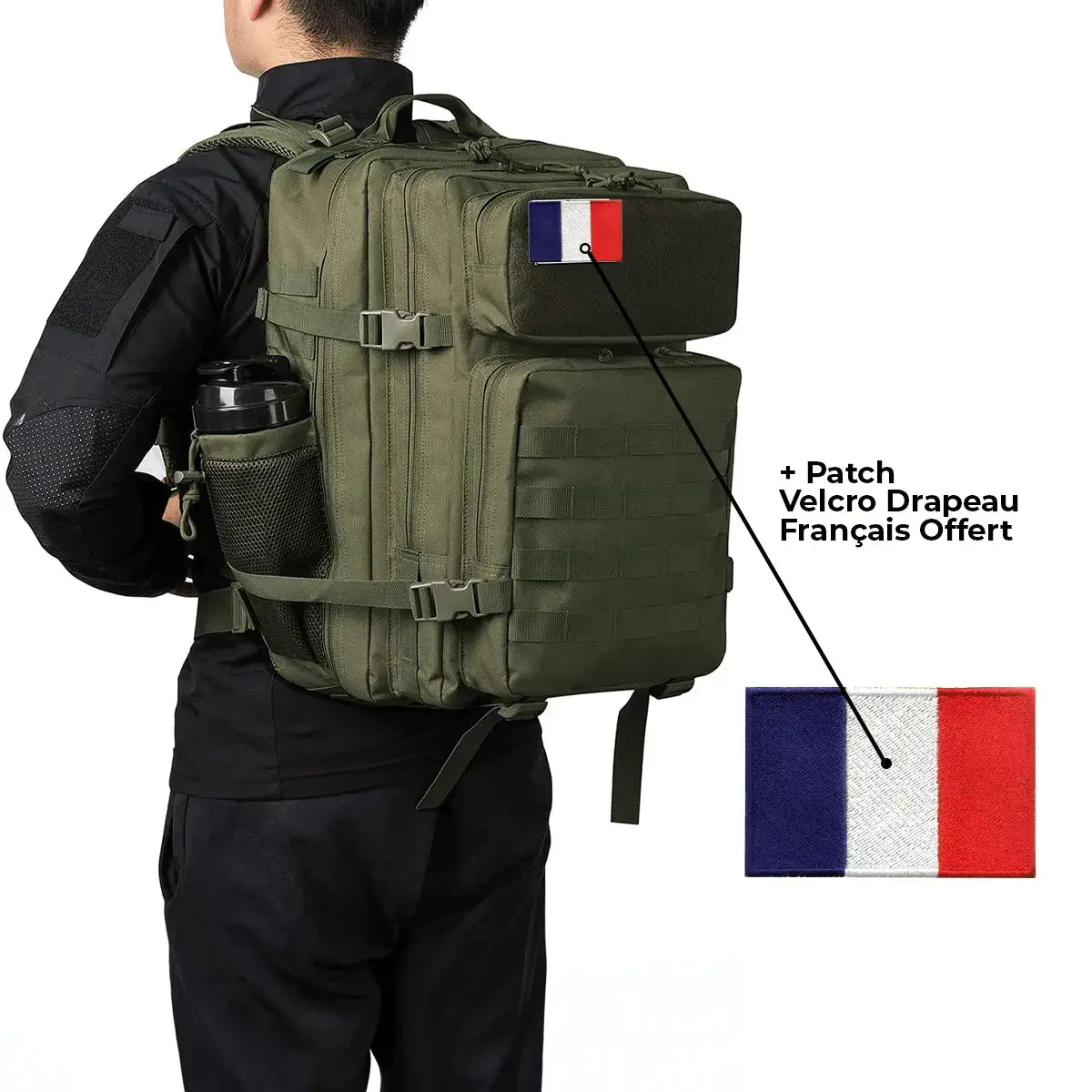 Sac à Dos Tactique Militaire Exodus® (+ Patch Velcro Drapeau Français Offert)