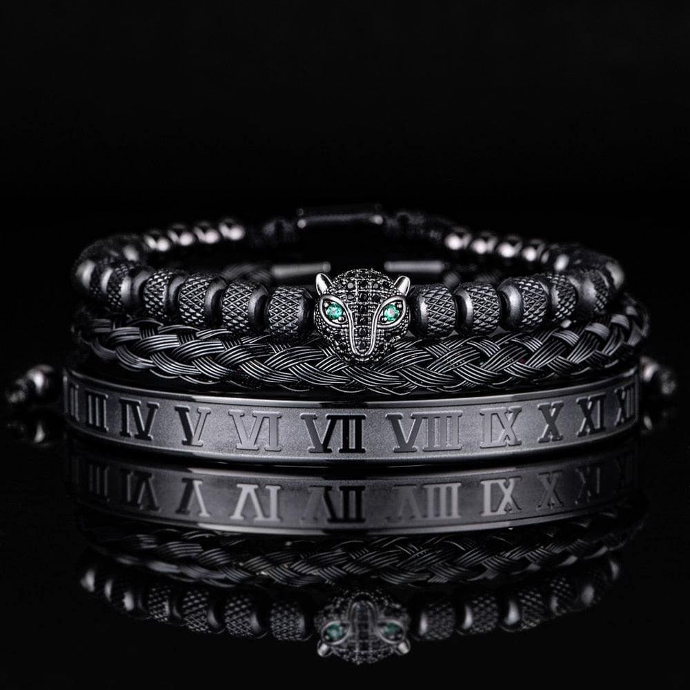 Kit 3 Bracelets LUXURY PANTHER - Acier Inoxydable Plaqué Or et Argent Sertis de Cristaux de Zirconium