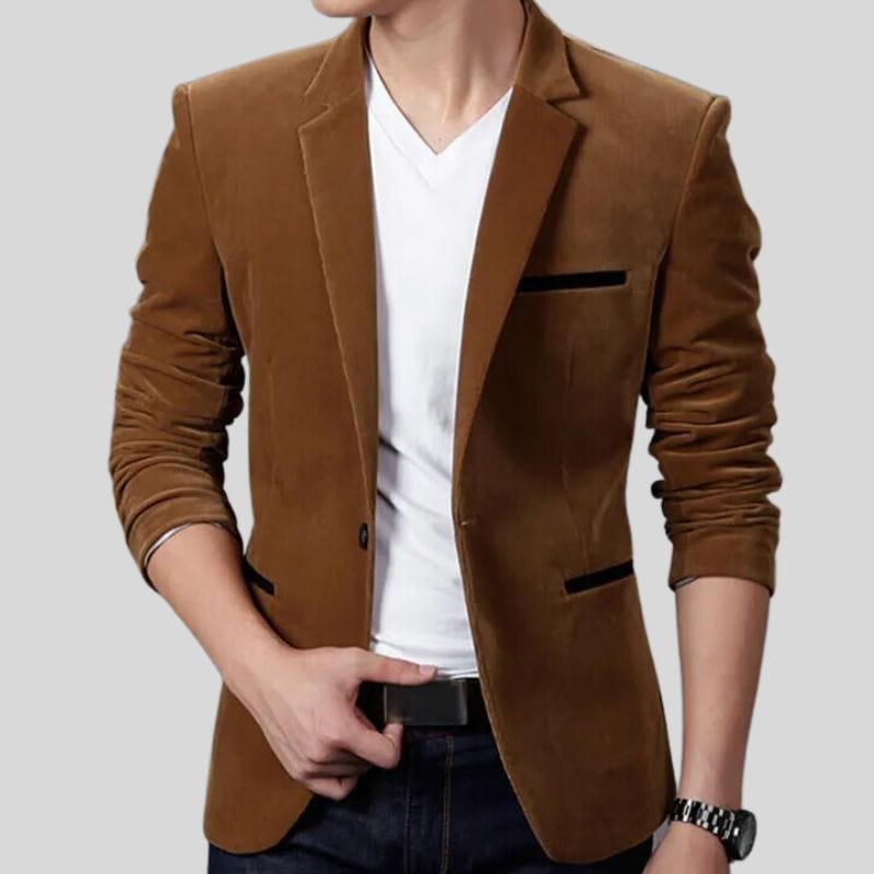 Veste Velour Marron Homme